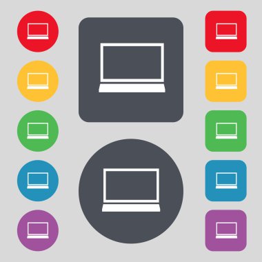 laptop işareti simgesi. Notebook pc sembolü. colur düğmeleri ayarlayın. vektör