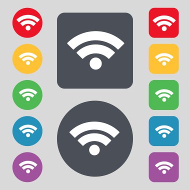 WiFi işareti. kablosuz simgesi. Kablosuz ağ simgesi. renkli düğmeler vektör dilimini ayarla