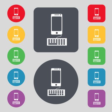 bilgisayar klavye ve smatphone simgesi. renkli düğmeler ayarlayın. vektör