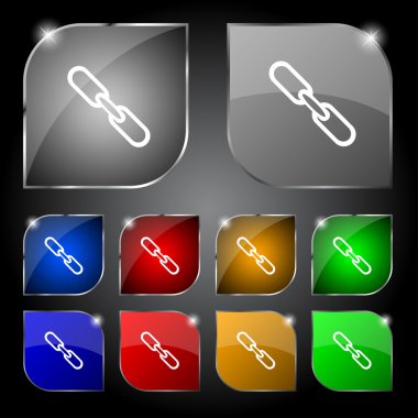 Link işareti simgesi. Köprü zinciri sembolü. renkli düğmeler ayarlayın. vektör