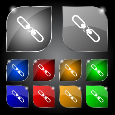 kırık bağlantı düz tek icon.set colur düğmeleri. vektör