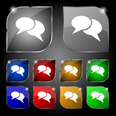 konuşma balonu simgeler. bulut sembolleri düşünüyorum. renkli düğmeler ayarlayın. vektör