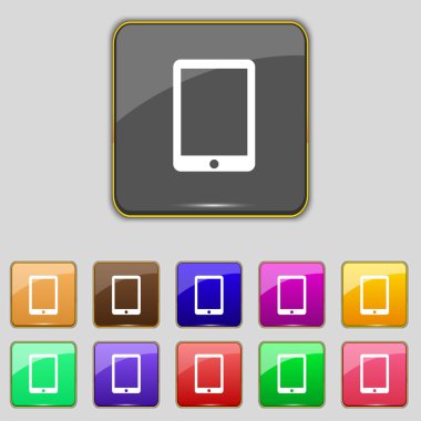 Tablet işareti simgesi. Smartphone düğme. colur düğmeleri ayarlayın. vektör
