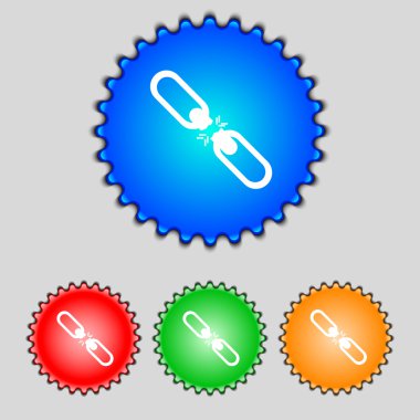 kırık bağlantı düz tek icon.set colur düğmeleri. vektör