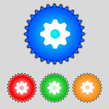 COG ayarları işareti simgesi. dişli dişli mekanizması sembolü. renkli düğmeler ayarlayın. vektör