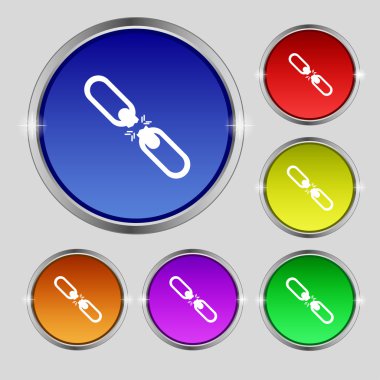 kırık bağlantı düz tek icon.set colur düğmeleri. vektör