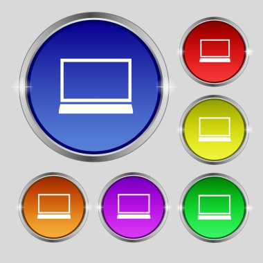 laptop işareti simgesi. Notebook pc sembolü. colur düğmeleri ayarlayın. vektör