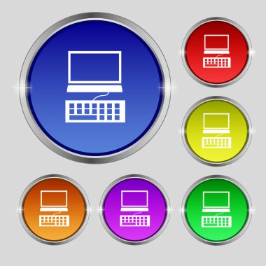 bilgisayar ekranı ve klavye simgesi. renkli düğmeler ayarlayın. vektör