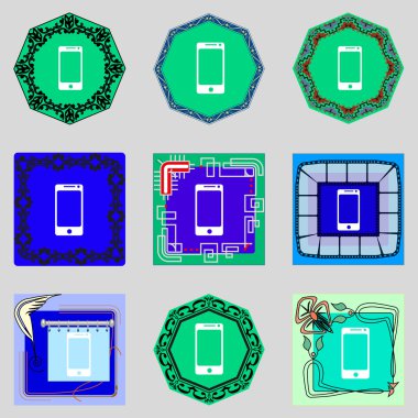 Smartphone işareti simgesi. Destek sembolü. Çağrı Merkezi. colur düğmeleri vektör ayarla