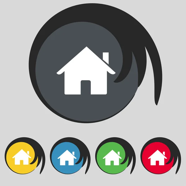 Otthoni aláírás ikonra. fő oldal gomb. navigációs szimbólum. Állítsa be a colur gombok vektor — Stock Vector