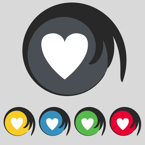 Hjerteskiltikon. Kjærlighetssymbol. Still inn colur-knapper. Vektor – stockvektor
