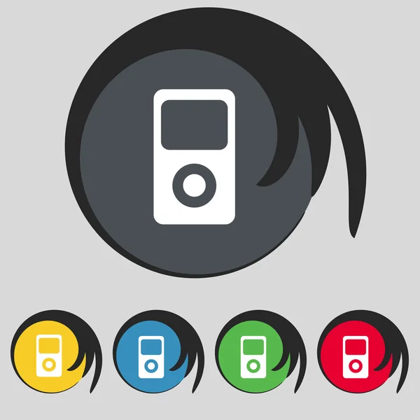 Portable musical player icon. Set colur buttons. Vector — Stock Vector