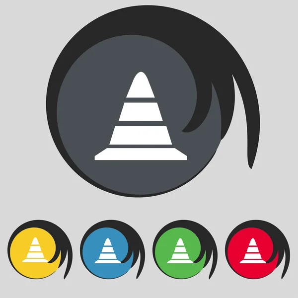 Icono de cono de carretera. Establecer botones de colores. Vector — Archivo Imágenes Vectoriales