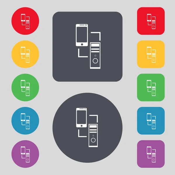 Synchronization sign icon. communicators sync symbol. Data exchange. Set colur buttons. Vector — Stock Vector