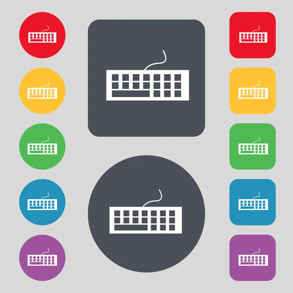 Icono del teclado del ordenador. Establecer botones de colores. Vector — Vector de stock