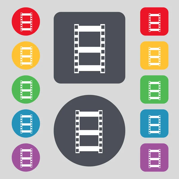 Icono de señal de vídeo. símbolo de marco. Establecer botones de colores. Vector — Archivo Imágenes Vectoriales