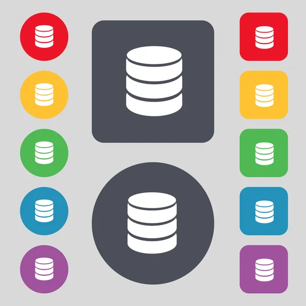 sabit disk ve veritabanı işareti simgesi. Flash sürücü sopa sembolü. renkli düğmeler ayarlayın. vektör