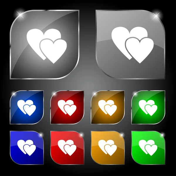 Heart sign icon. Love symbol. Set colur buttons. Vector — Stock Vector