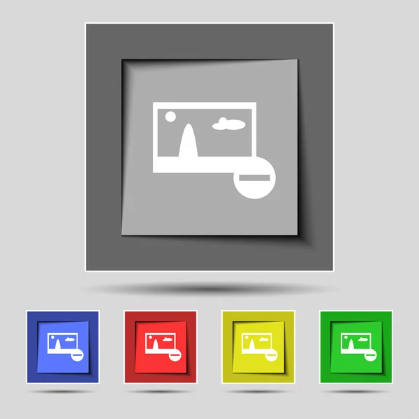 Menos icono de signo de archivo JPG. Descargar símbolo de archivo de imagen. Establecer botones de colores. Navegación moderna del sitio web UI Vector — Archivo Imágenes Vectoriales