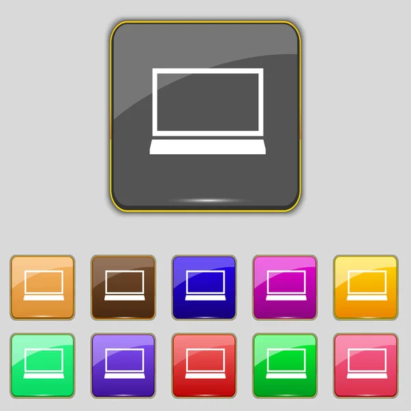 Laptop tecken ikon. Notebook pc symbol. Ange färg knappar. vektor — Stock vektor