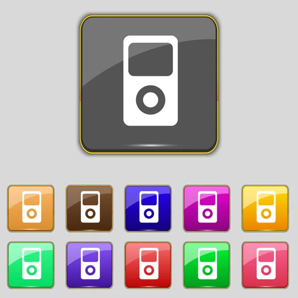 Portable musical player icon. Set colur buttons. Vector — Stock Vector