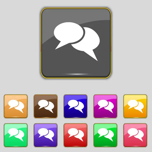 Speech bubble icons. Think cloud symbols. Set colourful buttons. Vector — Stock Vector