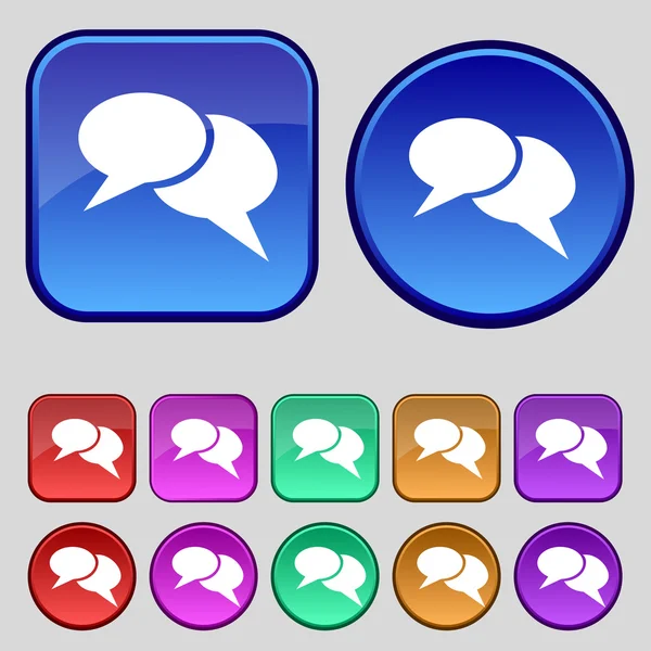 Speech bubble icons. Think cloud symbols. Set colourful buttons. Vector — Stock Vector