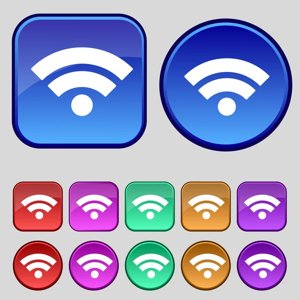 WiFi işareti. kablosuz simgesi. Kablosuz ağ simgesi. renkli düğmeler vektör dilimini ayarla