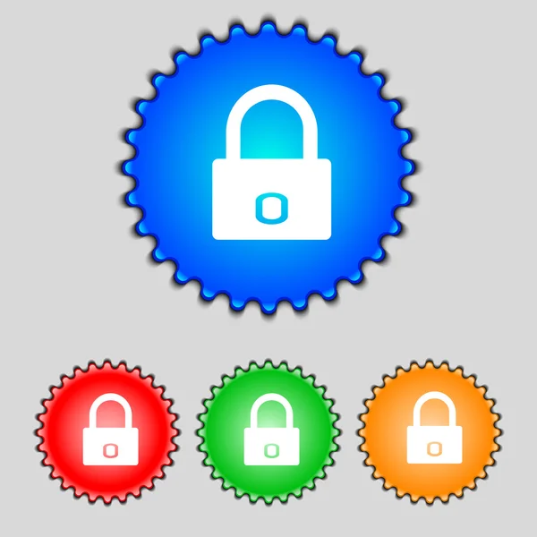 Lock sign icon. Locker symbol. Set colur buttons. Vector — Stock Vector