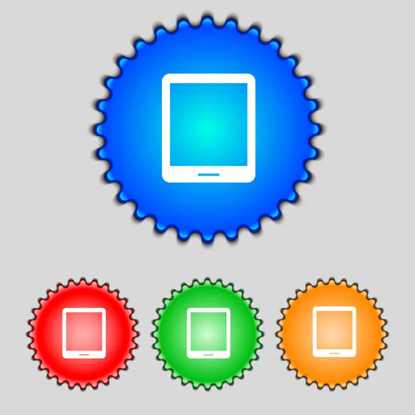 Tablet sign icon. smartphone button. Set colur buttons. Vector — Stock Vector