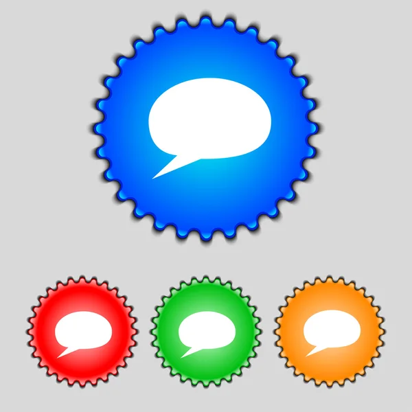 Speech bubble icons. Think cloud symbols. Set colourful buttons. Vector — Stock Vector