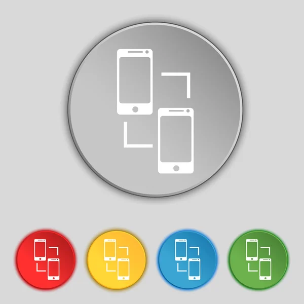 Icône de signe de synchronisation. Smartphones symbole de synchronisation. Échange de données. Réglez les boutons de couleur. Vecteur — Image vectorielle