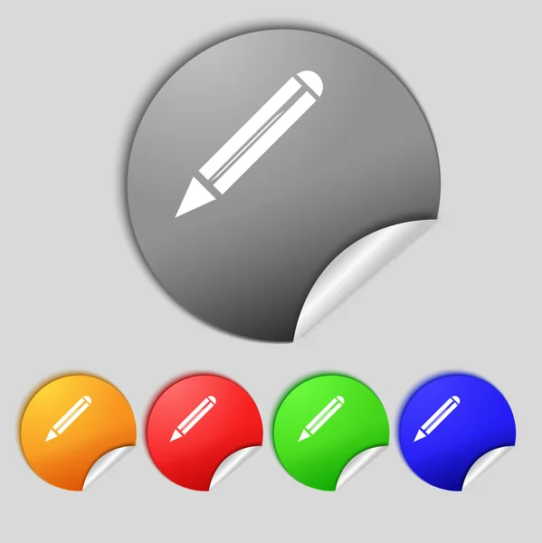 Icono de signo de lápiz. Editar botón de contenido. Establecer botones de color. Vector — Vector de stock