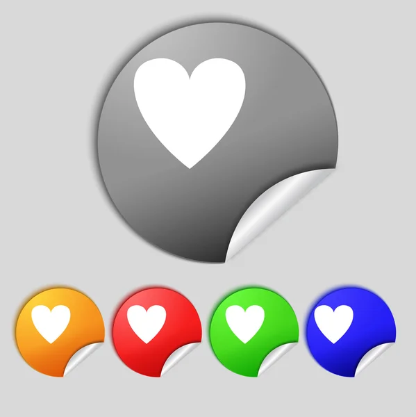 Icono de signo cardíaco. Símbolo de amor. Establecer botones de color. Vector — Vector de stock