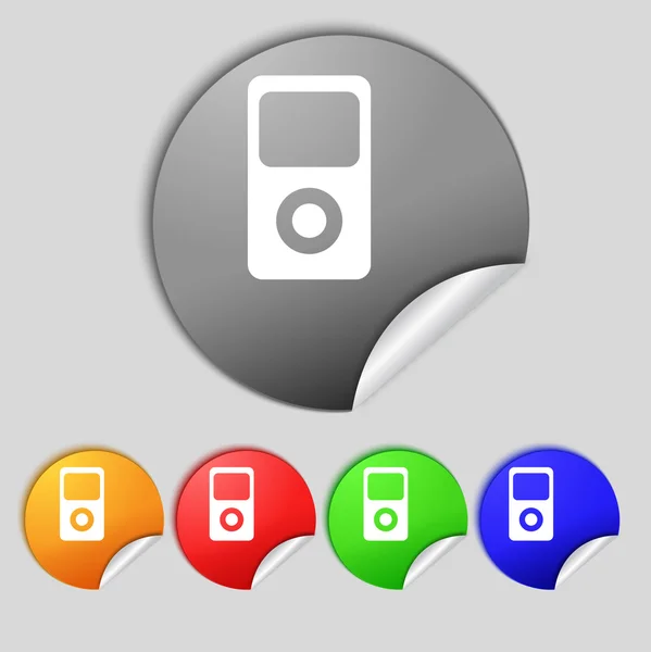 Portable musical player icon. Set colur buttons. Vector — Stock Vector