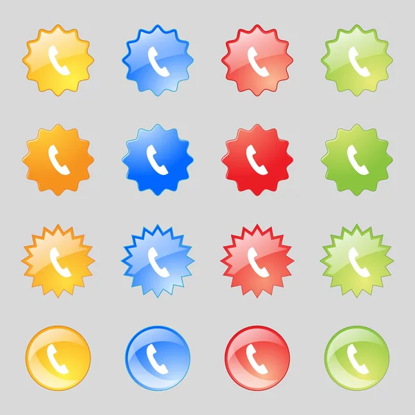 Phone sign icon. Support symbol. Call center. Set colourful buttons Vector — Stock Vector