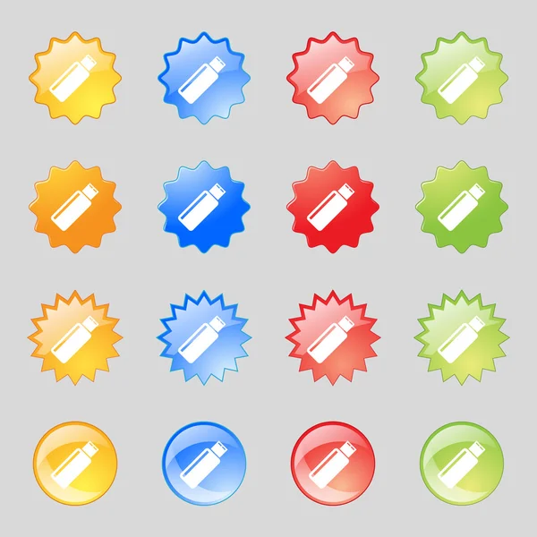 Icono de signo USB. Símbolo de memoria flash. Establecer botones de colores. Vector — Vector de stock