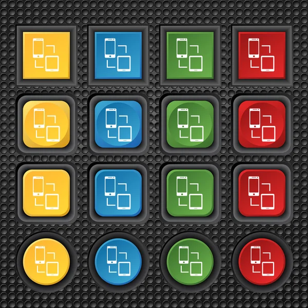 Synkronisering tecken ikon. kommunikatörer synkronisera symbol. datautbyte. Ange färg knappar. vektor — Stock vektor