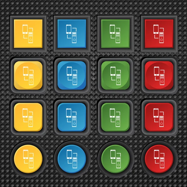 Synkroniseringsskilt. synkroniseringssymbol for kommunikatorer. Datautveksling. Still inn colur-knapper. Vektor – stockvektor