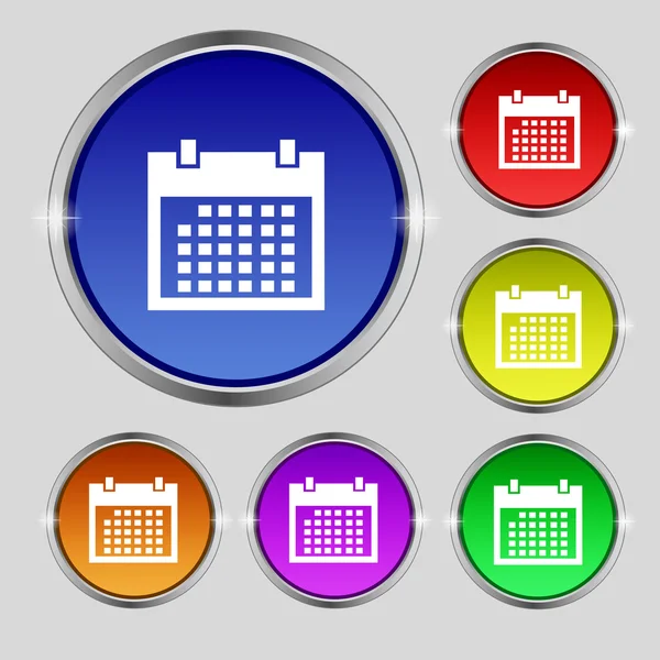 Icono de signo de calendario. días mes símbolo. Botón de fecha. Establecer botones de color. Vector — Vector de stock