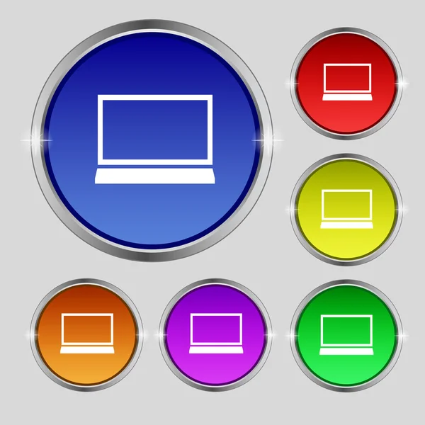 Laptop-Zeichen-Symbol. Notizbuch PC-Symbol. Farbtasten setzen. Vektor — Stockvektor