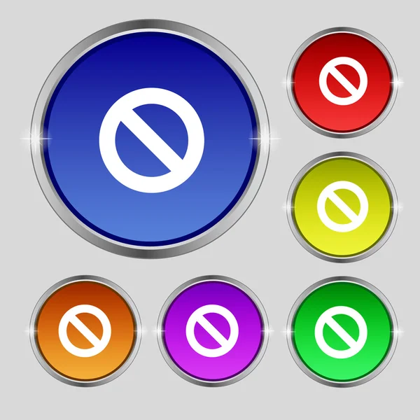 Icône stop. Symbole d'interdiction. Aucun signe. Définir des boutons colorés. Vecteur — Image vectorielle