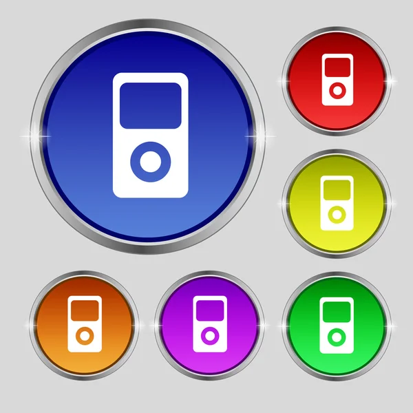Icono de reproductor musical portátil. Establecer botones de color. Vector — Archivo Imágenes Vectoriales