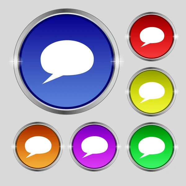 Speech bubble icons. Think cloud symbols. Set colourful buttons. Vector — Stock Vector