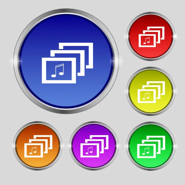 MP3 müzik formatı işareti simgesi. müzik simgesi. renkli düğmeler ayarlayın. vektör