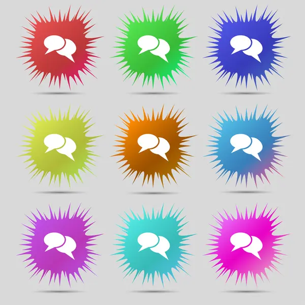 Speech bubble icons. Think cloud symbols. Set colourful buttons. Vector — Stock Vector