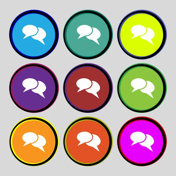 Speech bubble icons. Think cloud symbols. Set colourful buttons. Vector — Stock Vector