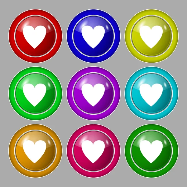 Heart sign icon. Love symbol. Set colur buttons. Vector — Stock Vector