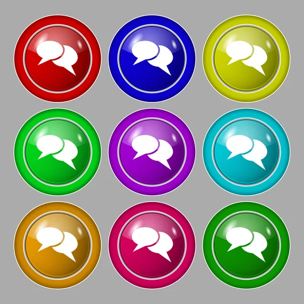 Speech bubble icons. Think cloud symbols. Set colourful buttons. Vector — Stock Vector