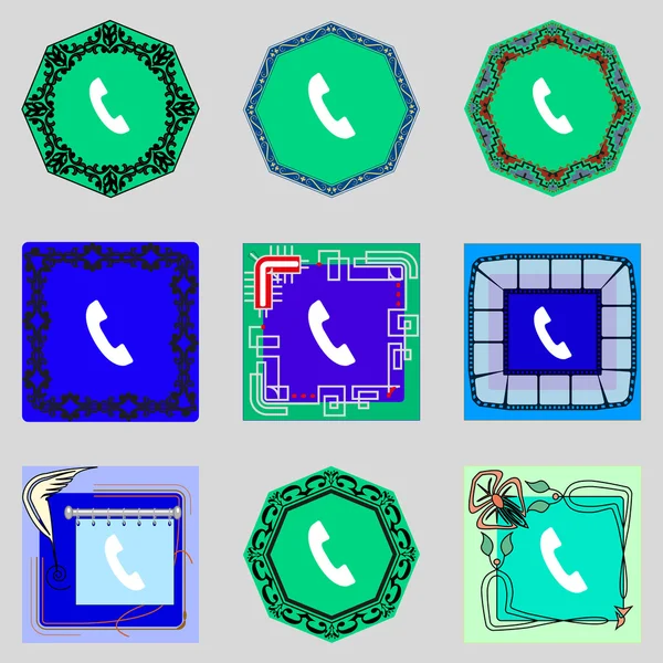 telefon işareti simgesi. Destek sembolü. Çağrı Merkezi. renkli düğmeler vektör ayarla